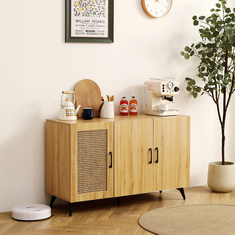 Bay Isle Home Three Door Natural Net Side Cabinet Rattan Sideboard Buffet Cabinet Wayfair